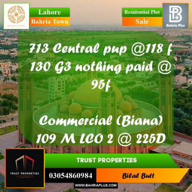 Residential Plot for Sale in Bahria Town, Lahore - (BP-220746)