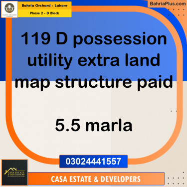 5 Marla Residential Plot for Sale in Phase 2 - D Block -  Bahria Orchard, Lahore - (BP-220757)