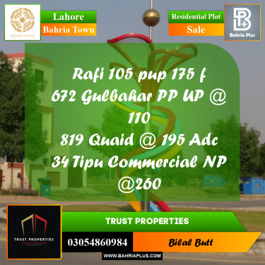 Residential Plot for Sale in Bahria Town, Lahore - (BP-220809)