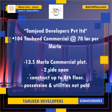 13 Marla Residential Plot for Sale in Sector F - Tauheed Block -  Bahria Town, Lahore - (BP-220843)