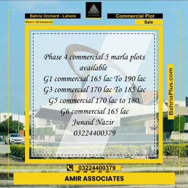 5 Marla Commercial Plot for Sale in Phase 4 - G3 Commercial -  Bahria Orchard, Lahore - (BP-220872)