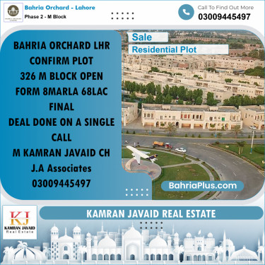 8 Marla Residential Plot for Sale in Phase 2 - M Block -  Bahria Orchard, Lahore - (BP-220894)