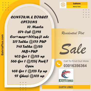 Residential Plot for Sale in Bahria Town, Lahore - (BP-220899)