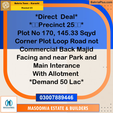 Residential Plot for Sale in Precinct 25 -  Bahria Town, Karachi - (BP-220928)