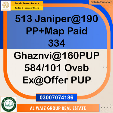 10 Marla Residential Plot for Sale in Sector C - Janiper Block -  Bahria Town, Lahore - (BP-220944)