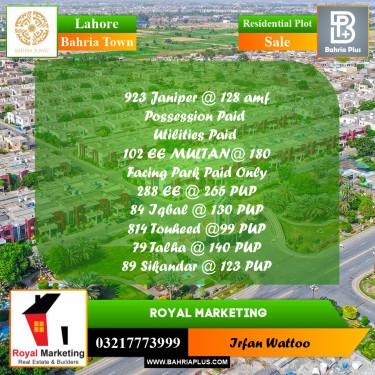 Residential Plot for Sale in Bahria Town, Lahore - (BP-220945)