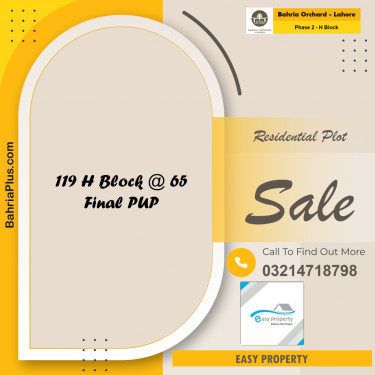 8 Marla Residential Plot for Sale in Phase 2 - H Block -  Bahria Orchard, Lahore - (BP-220950)