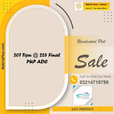20 Marla Residential Plot for Sale in Sector F - Tipu Sultan Block -  Bahria Town, Lahore - (BP-220952)