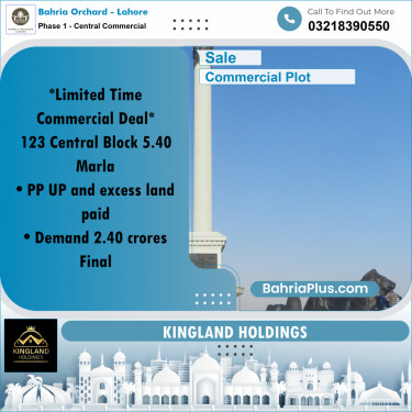 5 Marla Commercial Plot for Sale in Phase 1 - Central Commercial -  Bahria Orchard, Lahore - (BP-220974)