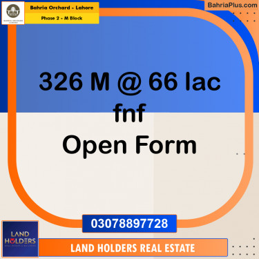 8 Marla Residential Plot for Sale in Phase 2 - M Block -  Bahria Orchard, Lahore - (BP-220977)