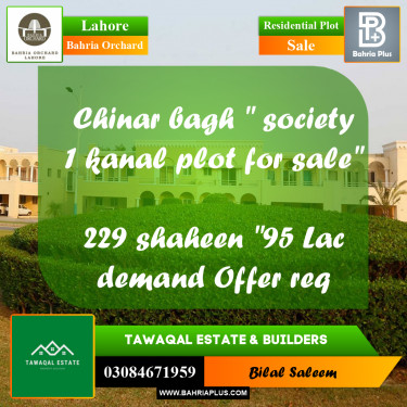 1 Kanal Residential Plot for Sale in Bahria Orchard, Lahore - (BP-221010)