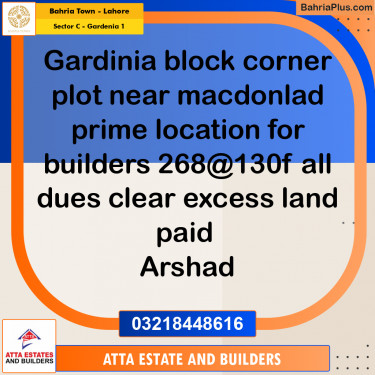 6.1 Marla Residential Plot for Sale in Sector C - Gardenia 1 -  Bahria Town, Lahore - (BP-221036)