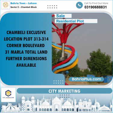 31 Marla Residential Plot for Sale in Sector C - Chambeli Block -  Bahria Town, Lahore - (BP-221124)