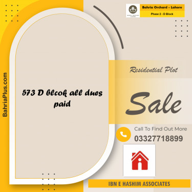 8 Marla Residential Plot for Sale in Phase 2 - D Block -  Bahria Orchard, Lahore - (BP-221138)