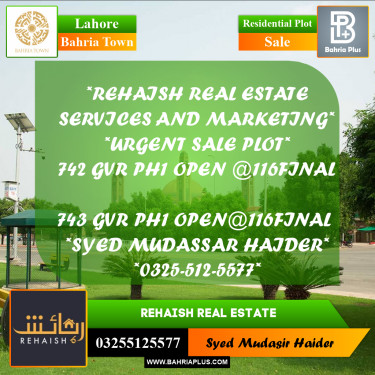 Residential Plot for Sale in Bahria Town, Lahore - (BP-221169)