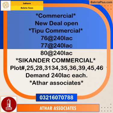 Commercial Plot for Sale in Bahria Town, Lahore - (BP-221183)