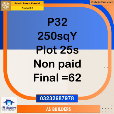 250 Sq. Yards Residential Plot for Sale in Precinct 32 -  Bahria Town, Karachi - (BP-221224)