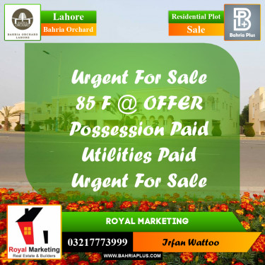 Residential Plot for Sale in Bahria Orchard, Lahore - (BP-221239)