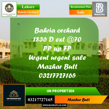 Residential Plot for Sale in Bahria Orchard, Lahore - (BP-221249)