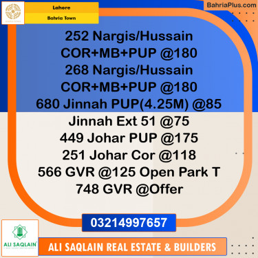 Residential Plot for Sale in Bahria Town, Lahore - (BP-221293)