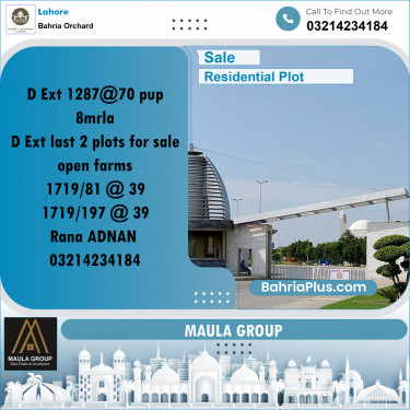 Residential Plot for Sale in Bahria Orchard, Lahore - (BP-221332)