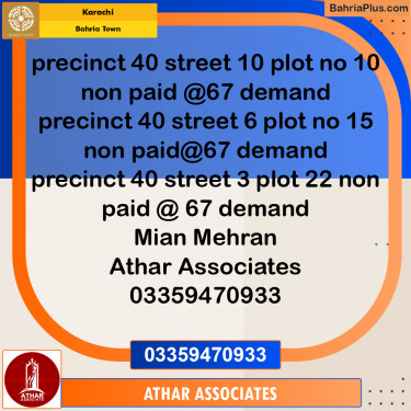 Residential Plot for Sale in Bahria Town, Karachi - (BP-221345)