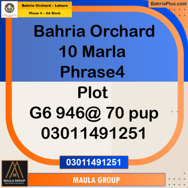 Residential Plot for Sale in Phase 4 - G6 Block -  Bahria Orchard, Lahore - (BP-221359)