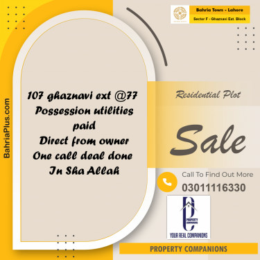 5 Marla Residential Plot for Sale in Sector F - Ghaznavi Ext. Block -  Bahria Town, Lahore - (BP-221389)