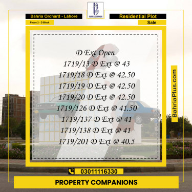 5 Marla Residential Plot for Sale in Phase 2 - D Block -  Bahria Orchard, Lahore - (BP-221390)