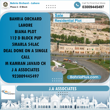 5 Marla Residential Plot for Sale in Phase 2 - D Block -  Bahria Orchard, Lahore - (BP-221417)