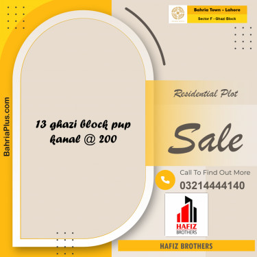 20 Marla Residential Plot for Sale in Sector F - Ghazi Block -  Bahria Town, Lahore - (BP-221449)