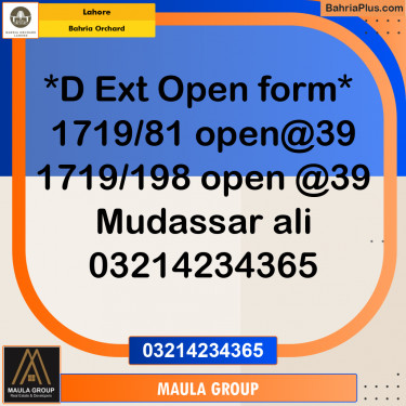 Residential Plot for Sale in Bahria Orchard, Lahore - (BP-221451)