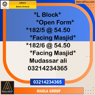 Residential Plot for Sale in Bahria Orchard, Lahore - (BP-221452)