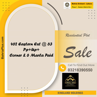 6 Marla Residential Plot for Sale in Phase 1 - Eastern District Ext. I -  Bahria Orchard, Lahore - (BP-221496)