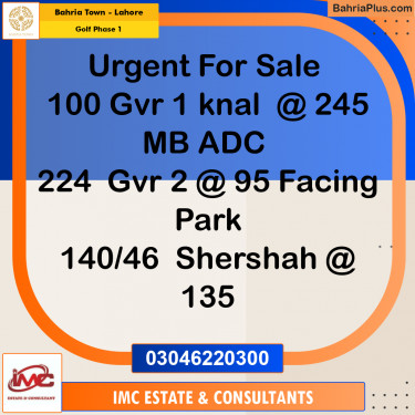 Residential Plot for Sale in Golf Phase 1 -  Bahria Town, Lahore - (BP-221538)