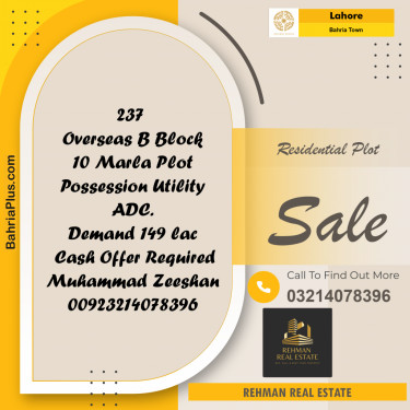 Residential Plot for Sale in Bahria Town, Lahore - (BP-221571)