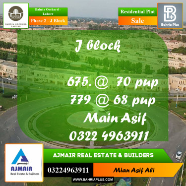 Residential Plot for Sale in Phase 2 - J Block -  Bahria Orchard, Lahore - (BP-221580)