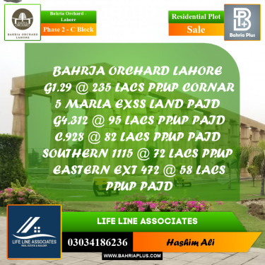 8 Marla Residential Plot for Sale in Phase 2 - C Block -  Bahria Orchard, Lahore - (BP-221599)