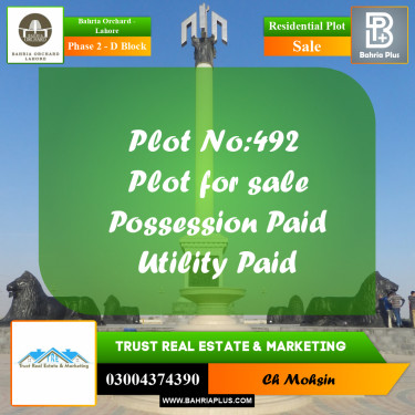 8 Marla Residential Plot for Sale in Phase 2 - D Block -  Bahria Orchard, Lahore - (BP-221630)