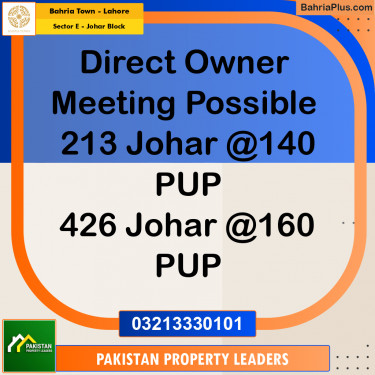 10 Marla Residential Plot for Sale in Sector E - Johar Block -  Bahria Town, Lahore - (BP-221633)