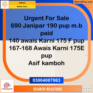 Residential Plot for Sale in Bahria Town, Lahore - (BP-221639)