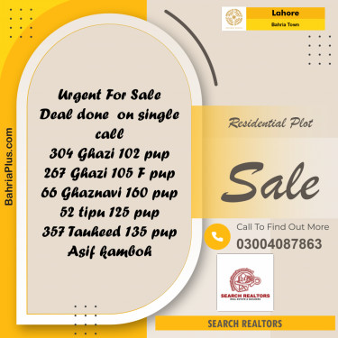 Residential Plot for Sale in Bahria Town, Lahore - (BP-221640)