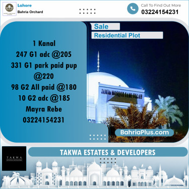 Residential Plot for Sale in Bahria Orchard, Lahore - (BP-221652)