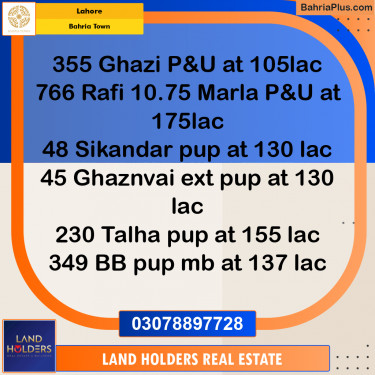 Residential Plot for Sale in Bahria Town, Lahore - (BP-221660)