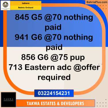 Residential Plot for Sale in Bahria Orchard, Lahore - (BP-221721)