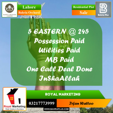 Residential Plot for Sale in Bahria Orchard, Lahore - (BP-221805)