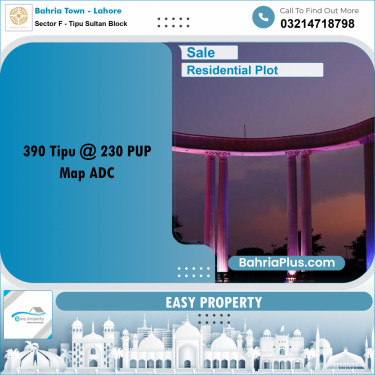 20 Marla Residential Plot for Sale in Sector F - Tipu Sultan Block -  Bahria Town, Lahore - (BP-221869)