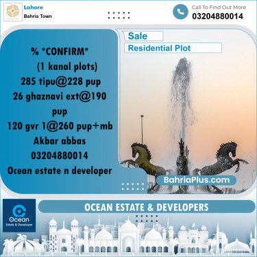 Residential Plot for Sale in Bahria Town, Lahore - (BP-221918)