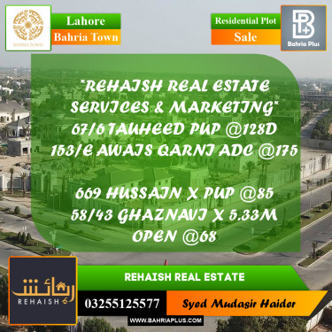 Residential Plot for Sale in Bahria Town, Lahore - (BP-221939)