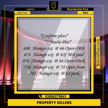 Residential Plot for Sale in Bahria Town, Lahore - (BP-221953)